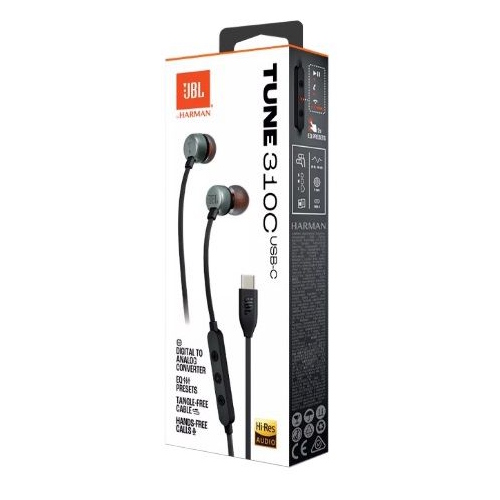 אוזניות JBL T310C כניסת TYPE-C - מיקרופון ושלט מובנה